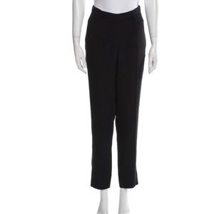 Worth women's high waisted pintuck Straight Leg Pants in black slit hem